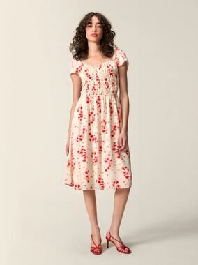 ROUJE x J. CREW Reverie Dress in Vintage Floral Ivory Pink Sz M NWT $248 {SS26}
